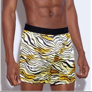 Chuochu printed silk boxer shorts in Crazy Zebra.